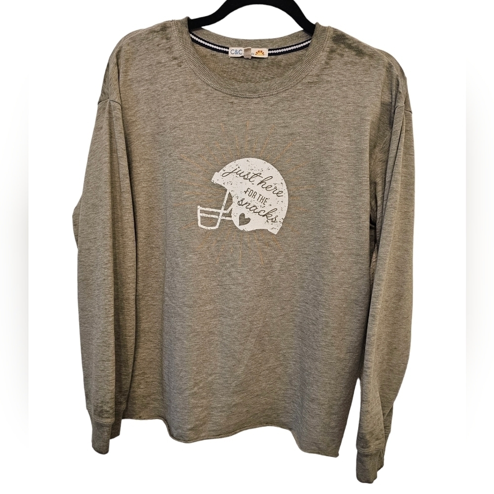 C&C California Small Cotton Blend Football Long Sleeve Tee